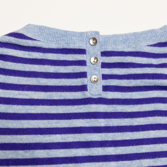 Talbots crew neck sweater size Petite Purple Striped Lambswool with Bell Sleeves - Picture 3 of 6